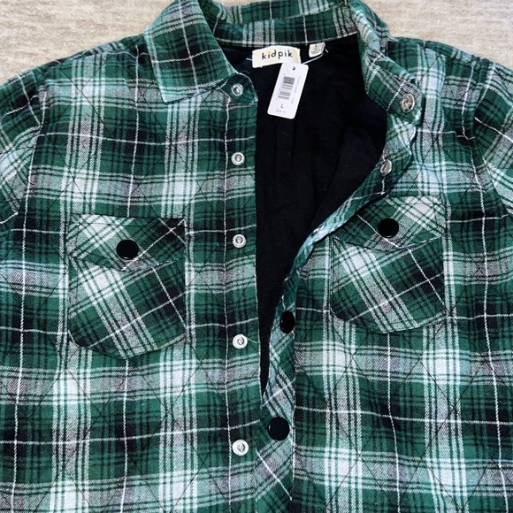 Quilted plaid CPO Jacket- size L (12) - Picture 2 of 2